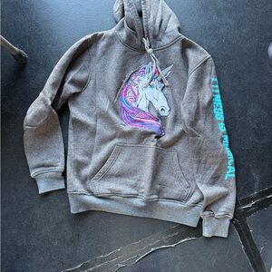 Gray Hoodie with Unicorn Design